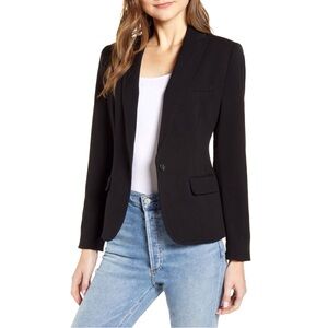 Vince Camuto Black Classic Blazer Notched Collar Nina One Button Front Size 16